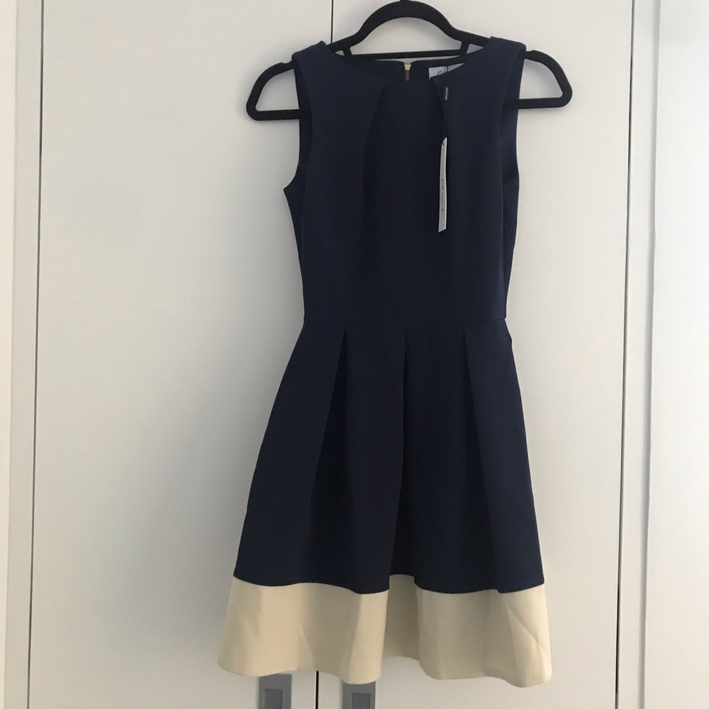 Closet London UK navy beige dress